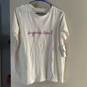 NWT Spiritual Gangster size Large pink embroidered supernatural t-shirt
